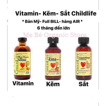 [ FULL BILL- HÀNG AIR- CHÍNH HÃNG ] Vitamin tổng hợp Multi Vitamin Mineral Childlife Kẽm Childlife