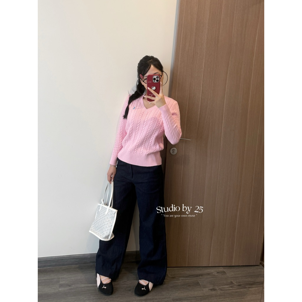 𝐬𝐭𝐮𝐝𝐢𝐨𝐛𝐲𝟐𝟓 | ÁO CỔ TIM NEW LEN THỪNG LOGO NGỰA HÀNG QC | BigBuy360 - bigbuy360.vn