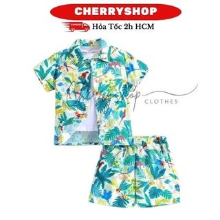 Đồ bộ đi biển nữ – vải mát, co giãn, hoạ tiết hoa nhiệt đới nổi bật báo trắng