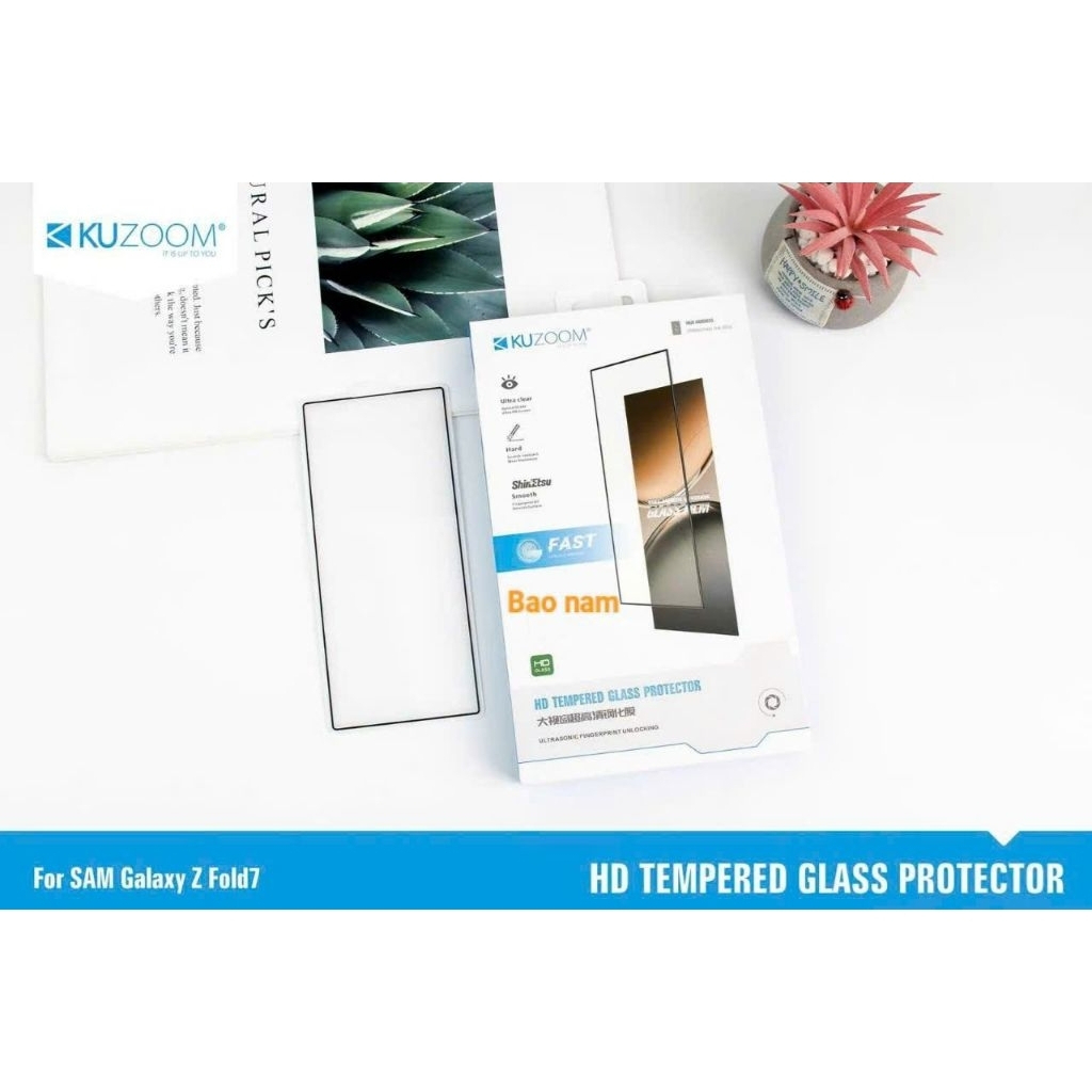 Kính cường lực Kuzoom full màn trong suốt cho Samsung ZFold 7 6 5 / ZFlip 7 6 5 hạn chế vân tay