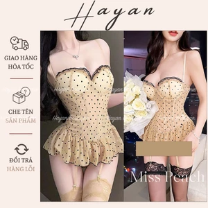 CS11 Bodysuit ren cup v1 có GỌNG kèm ĐỆM LÓT cosplay chấm bi quyến rũ tôn dáng CS11