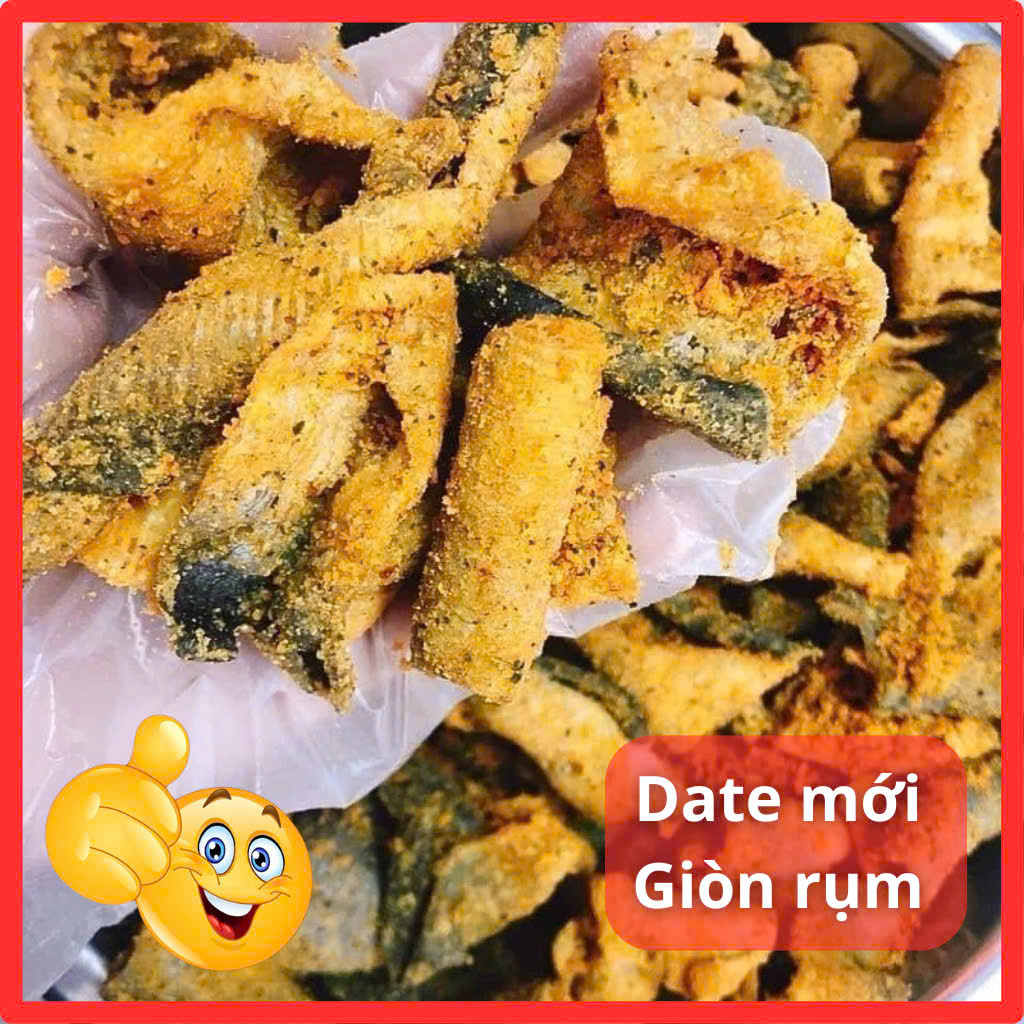 Da cá hồi sốt trứng muối Singapore loại 1 cực ngon, da cá sấy giòn rụm thơm béo, đồ ăn vặt HTC Food
