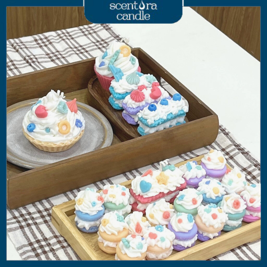 Nến Thơm Hình Bánh Macaron Scentora Candle, Trang Trí Decor Phòng, Quà Tặng Ý Nghĩa (màu random)