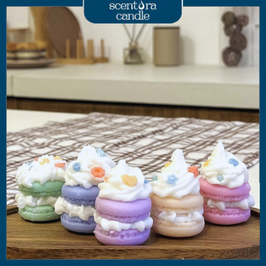 Nến Thơm Hình Bánh Macaron Scentora Candle, Trang Trí Decor Phòng, Quà Tặng Ý Nghĩa (màu random)