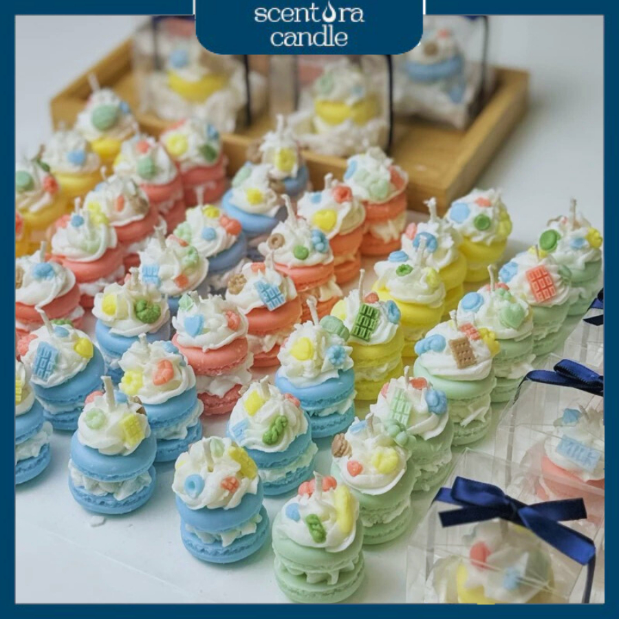 Nến Thơm Hình Bánh Macaron Scentora Candle, Trang Trí Decor Phòng, Quà Tặng Ý Nghĩa (màu random)