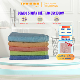 Combo 5 Khăn thể thao 35*100cm  xuất khẩu Nhật 100% cotton mềm mịn thấm hút nước không phai màu