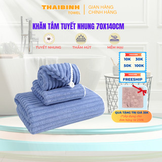 Khăn tắm tuyết nhung 70x140cm cao cấp Thai Binh Towel - sợi Microfiber siêu mềm mịn, thấm hút