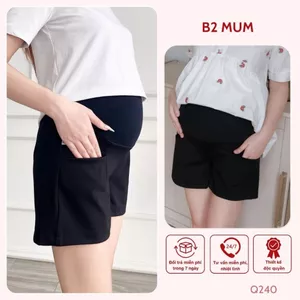 Quần bầu Chất u mì hàn co giãn 4 chiều không nhăn không xù Quần có túi thật có chun chỉnh bụng Q240 thiết kế by B2MUM