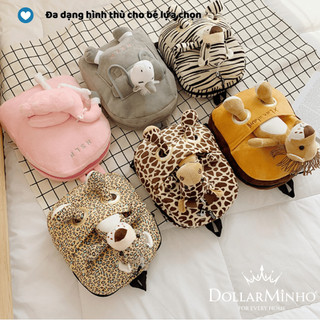 [THÊU TÊN] Balo Thú Bông 3D Dễ Thương Cho Bé, Đi Học, Tách Thành Đồ Chơi, Vải Lông Mềm, Có Dây Chống Thất Lạc