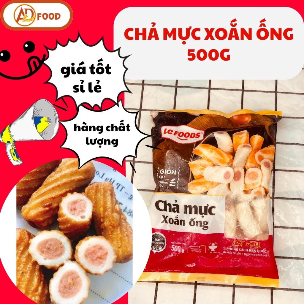 ( Hoả tốc HCM ) CHẢ MỰC XOẮN ỐNG 500G-Vị ngọt tự nhiên từ mực tươi, dai nhẹ