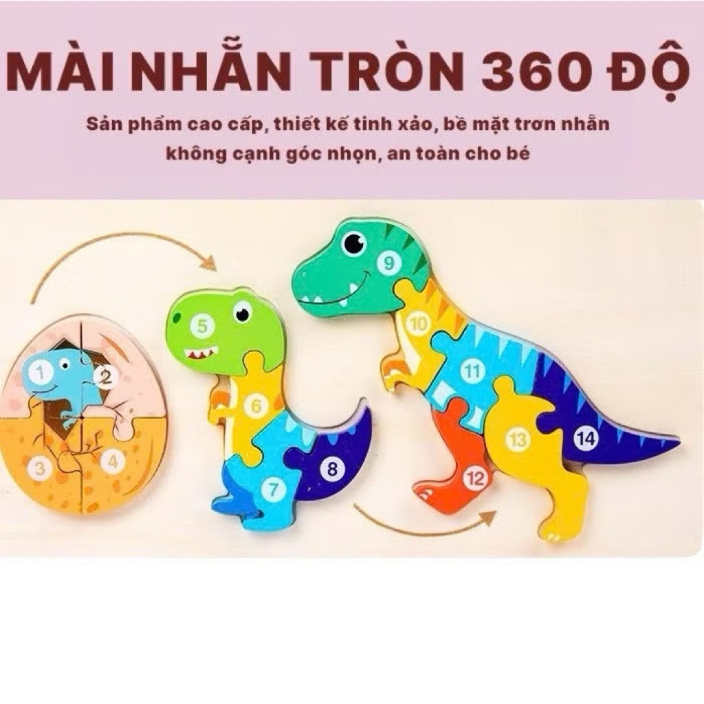 Bộ Tranh Ghép Hình 3D Gỗ Nổi Vòng Đời Động Vật Đồ Chơi Xếp Hình Gỗ Nối Số Thông Minh Giúp Bé Phát Triển Tư Duy