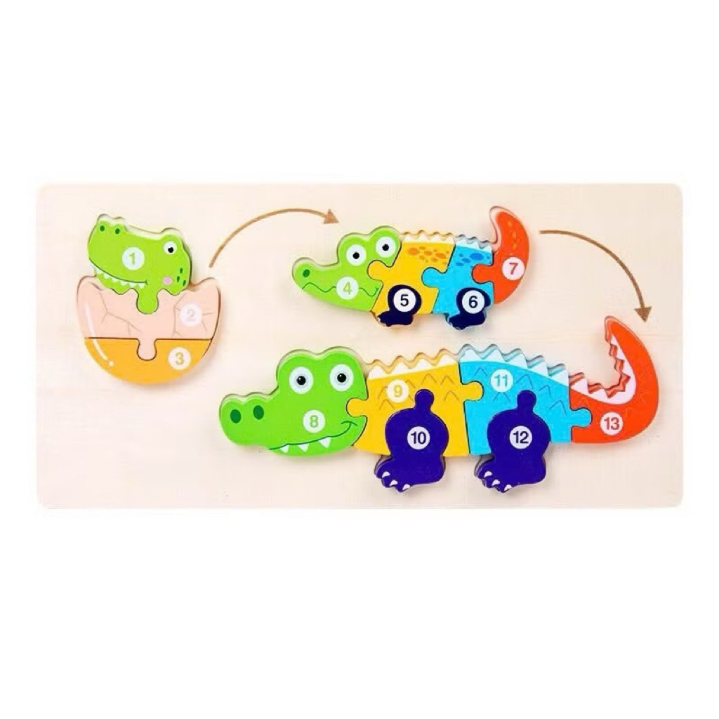 Bộ Tranh Ghép Hình 3D Gỗ Nổi Vòng Đời Động Vật Đồ Chơi Xếp Hình Gỗ Nối Số Thông Minh Giúp Bé Phát Triển Tư Duy