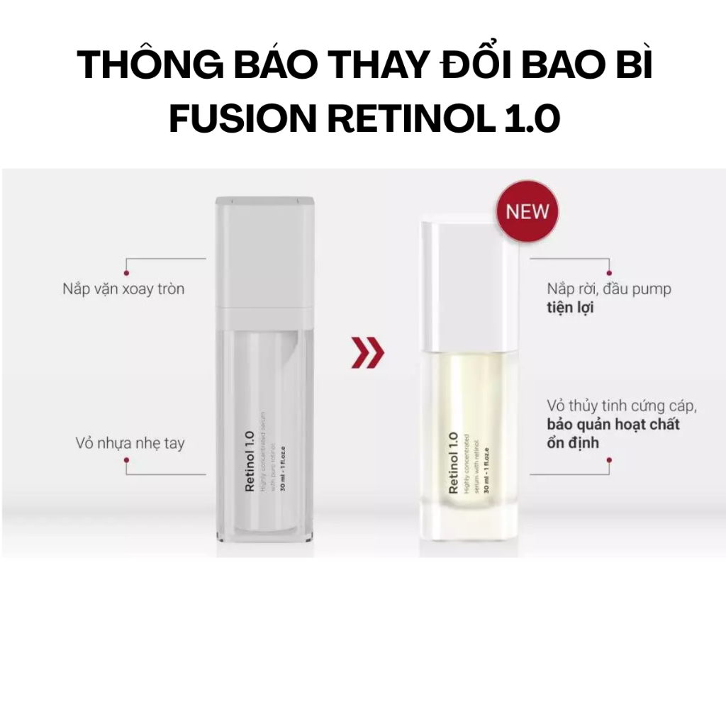 [HÀNG CTY] Tinh chất Retinol 1.0 Fusion Meso Giảm Lão Hóa Da & Giảm Mụn 30ml