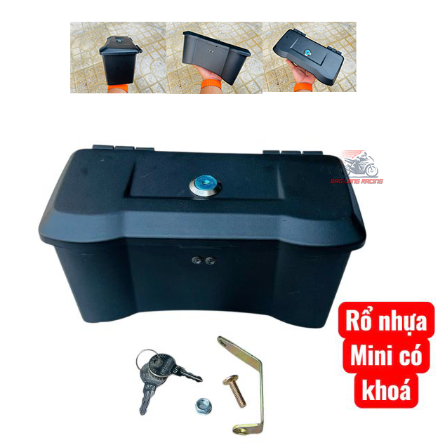 Thùng rổ xe máy Mini có nắp và Khóa gắn được nhiều loại xe Exciter Winner Wave Dream Sirius Airblade SH....nhựa ABS hàng