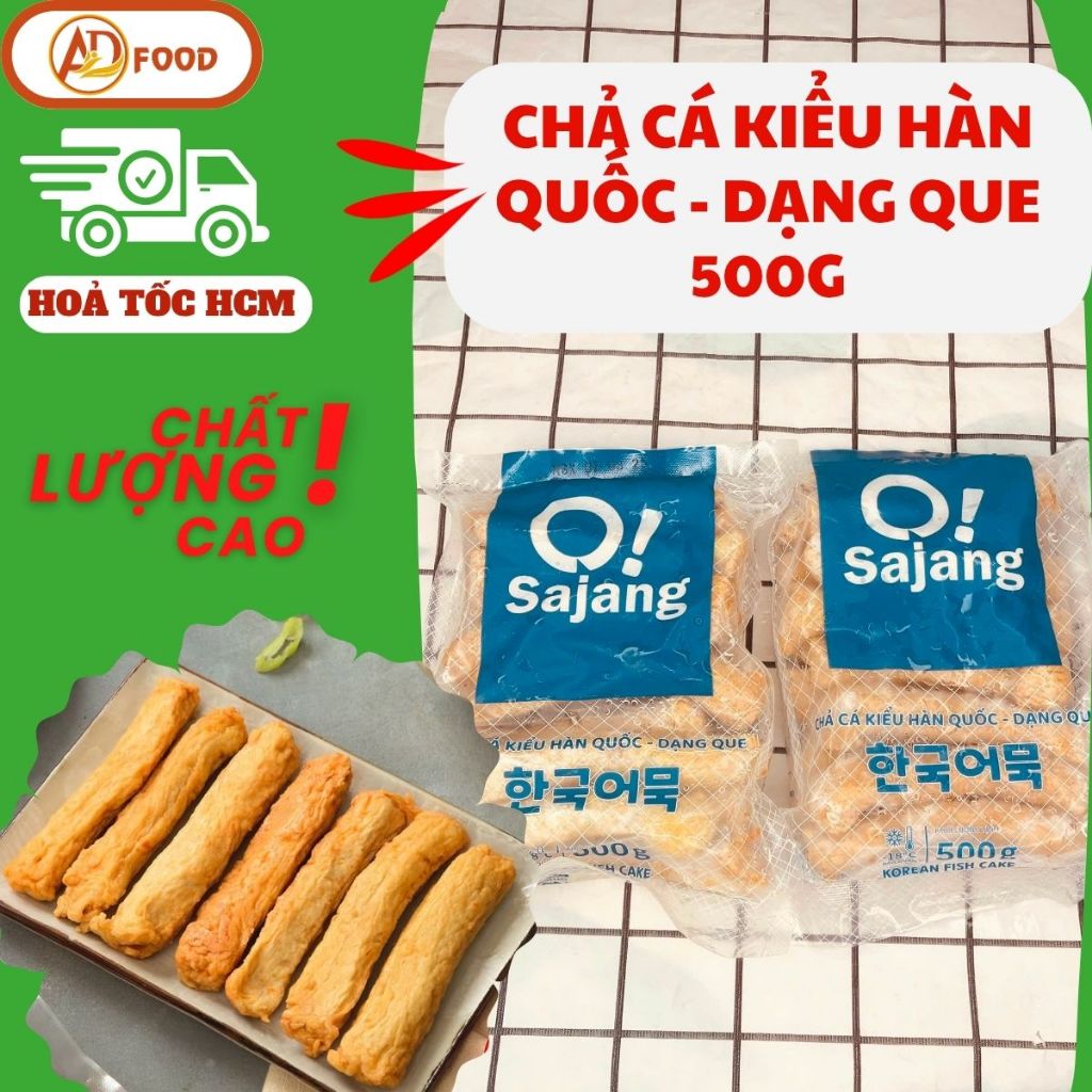( Hoả tốc HCM ) CHẢ CÁ KIỂU HÀN QUỐC - DẠNG QUE 500G-Phù hợp cho món lẩu Hàn, canh chả cá, xiên que ăn vặt.