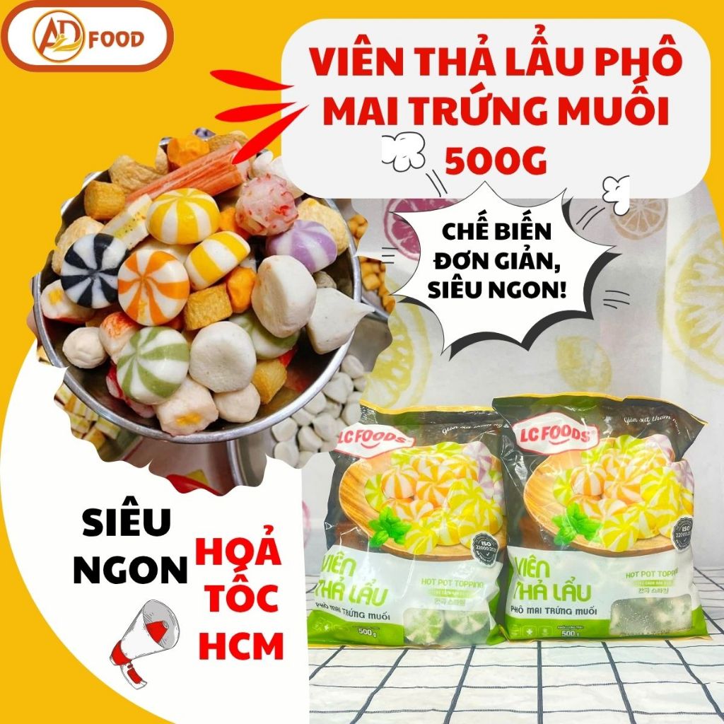 ( Hoả tốc HCM ) VIÊN THẢ LẨU PHÔ MAI TRỨNG MUỐI 500G-Hương vị trứng muối đậm đà kết hợp cùng phô mai mềm mịn.
