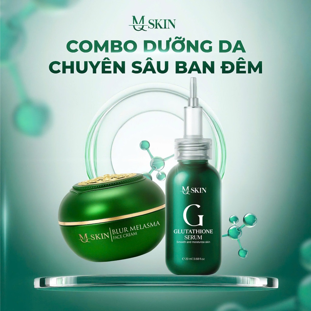 [TẶNG 2 NẠ ] [MQSKIN] COMBO DƯỠNG DA BAN ĐÊM CĂNG BÓNG VÀ TRẮNG SÁNG ( SERUM GLUTATHIONE VÀ KEM DƯỠNG BLUR MELASMA )