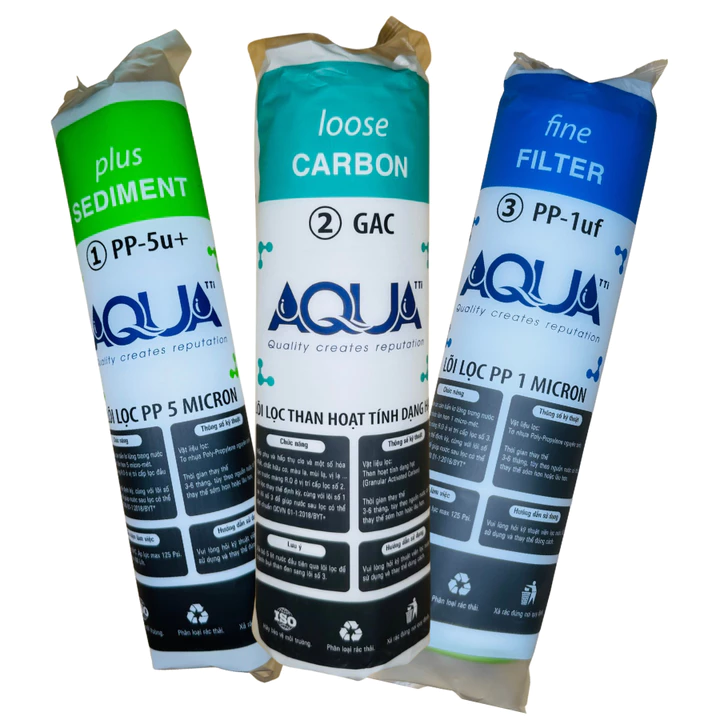 Bộ 3 lõi lọc nước AQUA số 1-2-3 cho máy lọc nước RO, bộ quả lọc nước máy lọc nước aqua – 4