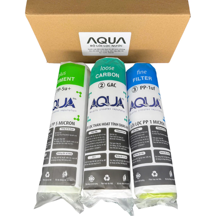 Bộ 3 lõi lọc nước AQUA số 1-2-3 cho máy lọc nước RO, bộ quả lọc nước máy lọc nước aqua – 7