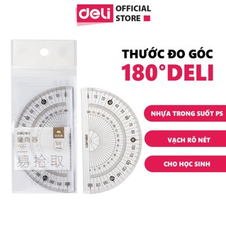 Thước Đo Độ Deli Nhựa PS Trong Suốt Dụng Cụ Học Tập Chuyên Dụng Tỷ Lệ Đo Chính Xác Siêu Bền