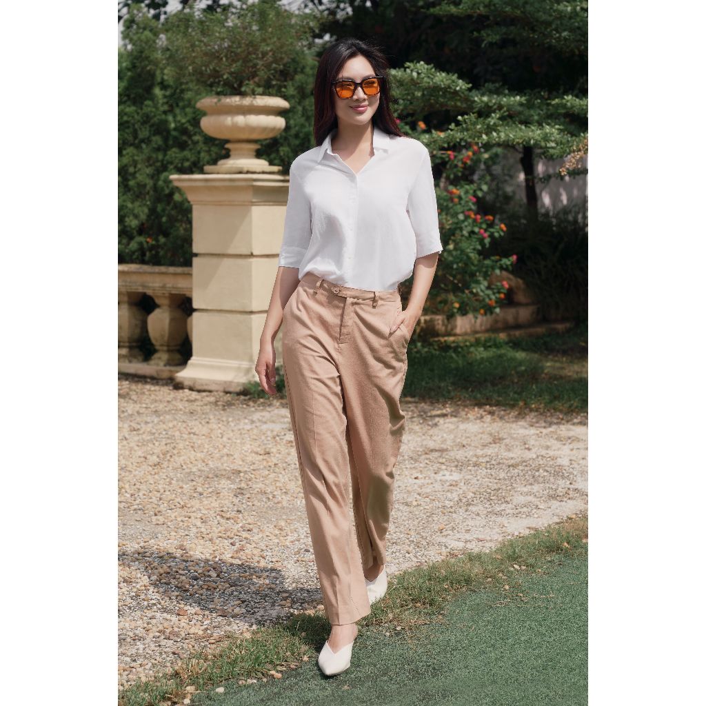 Quần Tây Công Sở Nữ Chất Liệu Cotton Dáng Suông Ống Đứng Thoải Mái NINOMAXX 2411002