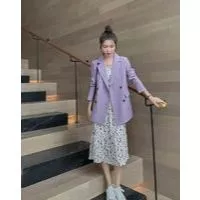 Áo vest dáng dài 2 màu xanh- tím A1671