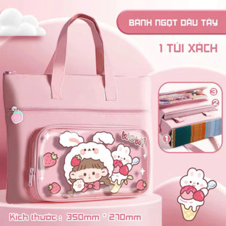 Túi Xách Đi Học Cho Bé Hoạ Tiết Dễ Thương Thiết Kế 3 Ngăn Khoá Tiện Lợi