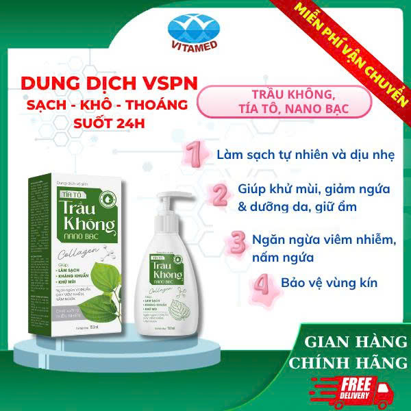 Dung Dịch Vệ Sinh Trầu Không Nano Bạc Chai 150ML [ Xanh Tam Giác ] Mã 1