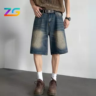 Quần jeans lửng ZGO quần short jean lửng ống rộng form unisex nam nữ chất jeans dày dặn QZG01