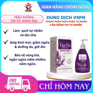 Dung Dịch Vệ Sinh Phụ Nữ Tía Tô, Nano Bạc, Collagen Chai 150ML [ Tím Tam Giác ] Mã 1