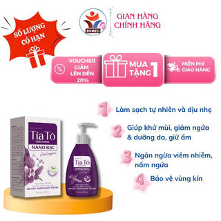 Dung Dịch Vệ Sinh Phụ Nữ Tía Tô, Nano Bạc, Collagen Chai 150ML [ Tím Tam Giác ] Mã 1
