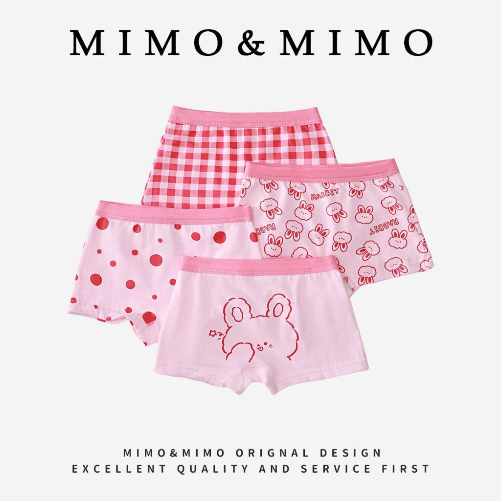 Combo 4 Quần Chíp Cho Bé Gái Màu Hồng Cho Bé Gái Hình Cute Chất Liệu Thun Mát Mềm Mại Thoáng Khí