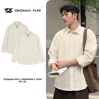 Áo Sơ Mi Kẻ Xốp Dinoman x Yumi Chất Liệu Cotton Xốp Cao Cấp Mềm Mịn Form Over Size Basic Dễ Phối Đồ - SM014