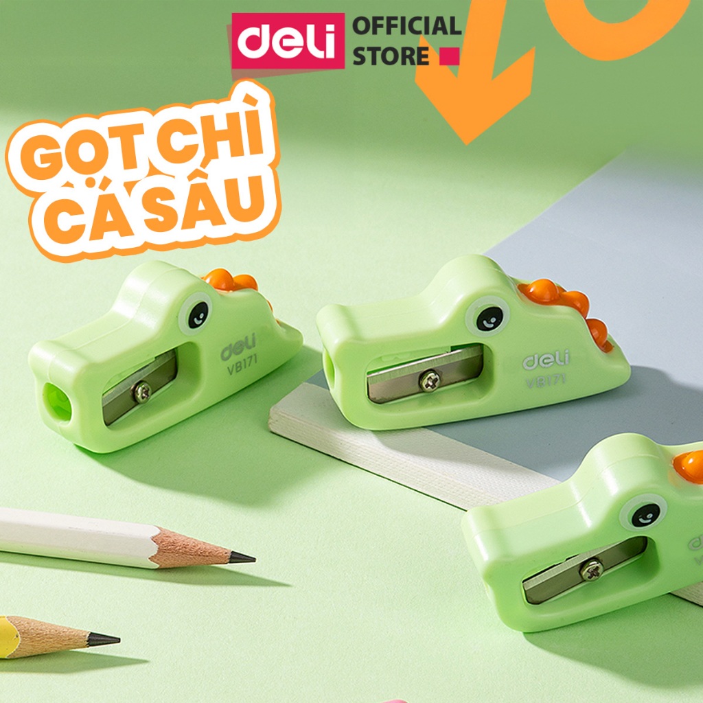 Gọt Bút Chì Deli Chuốt Chì Quay Tay Hình Cá Sấu Nhỏ Gọn Tiện Lợi Cho Học Sinh Lưỡi Thép Không Gỉ Sắc Bén