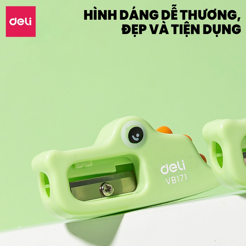 Gọt Bút Chì Deli Chuốt Chì Quay Tay Hình Cá Sấu Nhỏ Gọn Tiện Lợi Cho Học Sinh Lưỡi Thép Không Gỉ Sắc Bén