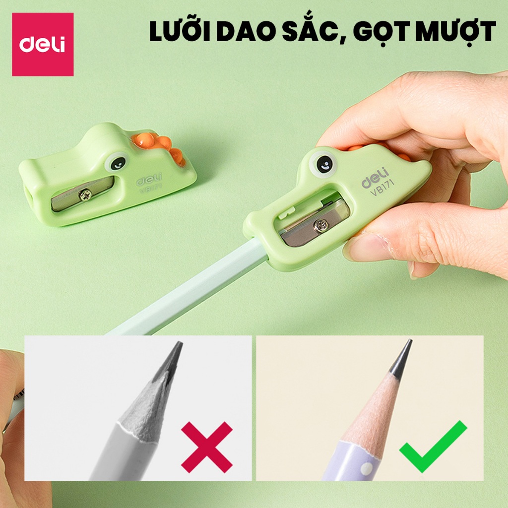 Gọt Bút Chì Deli Chuốt Chì Quay Tay Hình Cá Sấu Nhỏ Gọn Tiện Lợi Cho Học Sinh Lưỡi Thép Không Gỉ Sắc Bén