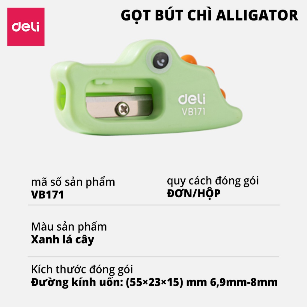 Gọt Bút Chì Deli Chuốt Chì Quay Tay Hình Cá Sấu Nhỏ Gọn Tiện Lợi Cho Học Sinh Lưỡi Thép Không Gỉ Sắc Bén