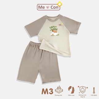 Bộ cộc lửng phối màu nhà Me & Con+ Cool Air họa tiết đáng yêu, mềm min, thoải mái cho bé