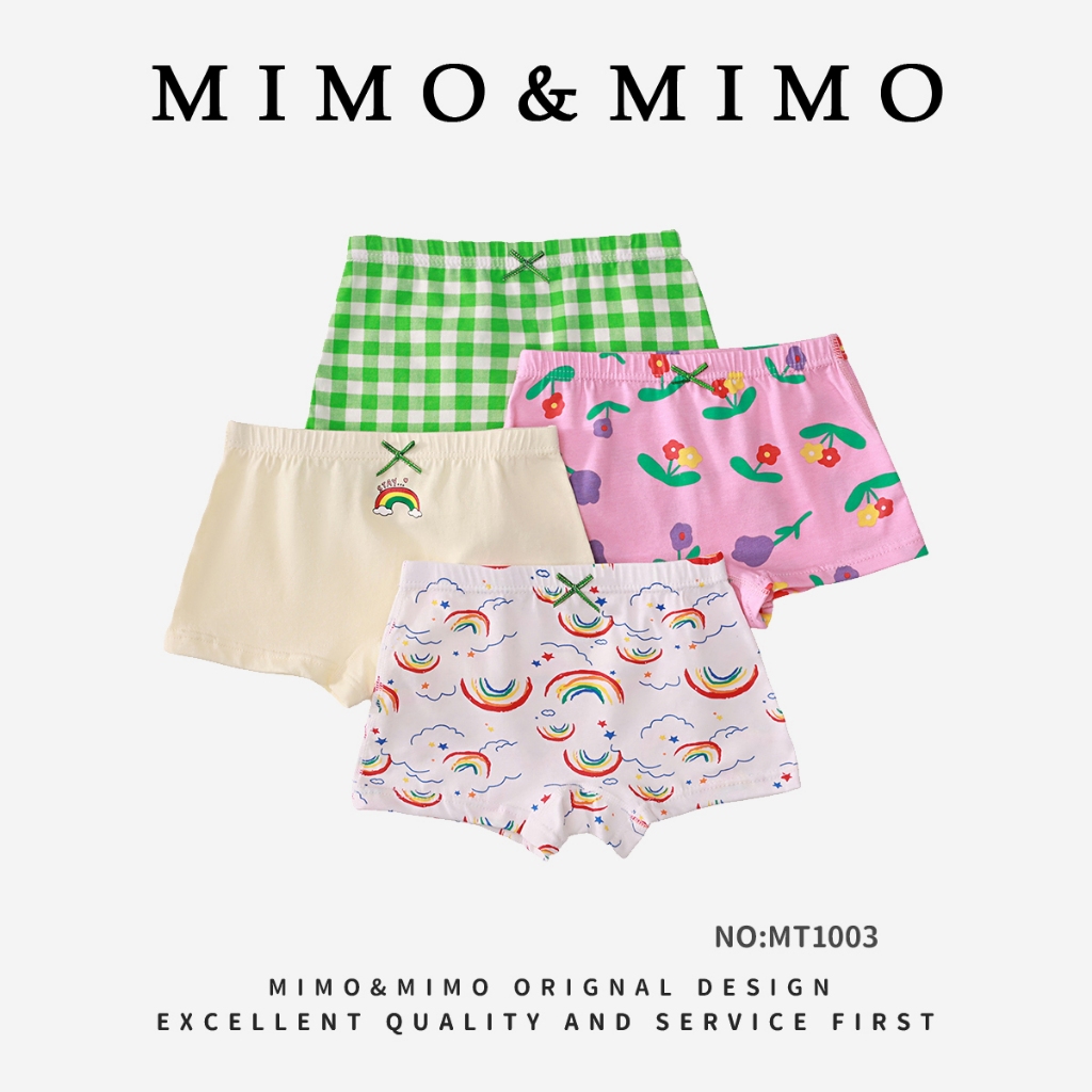 Set 4 Quần Chip Bé Gái Nhiều Màu Sắc In Hình Dễ Thương Chất Liệu Thun Mềm Mịn