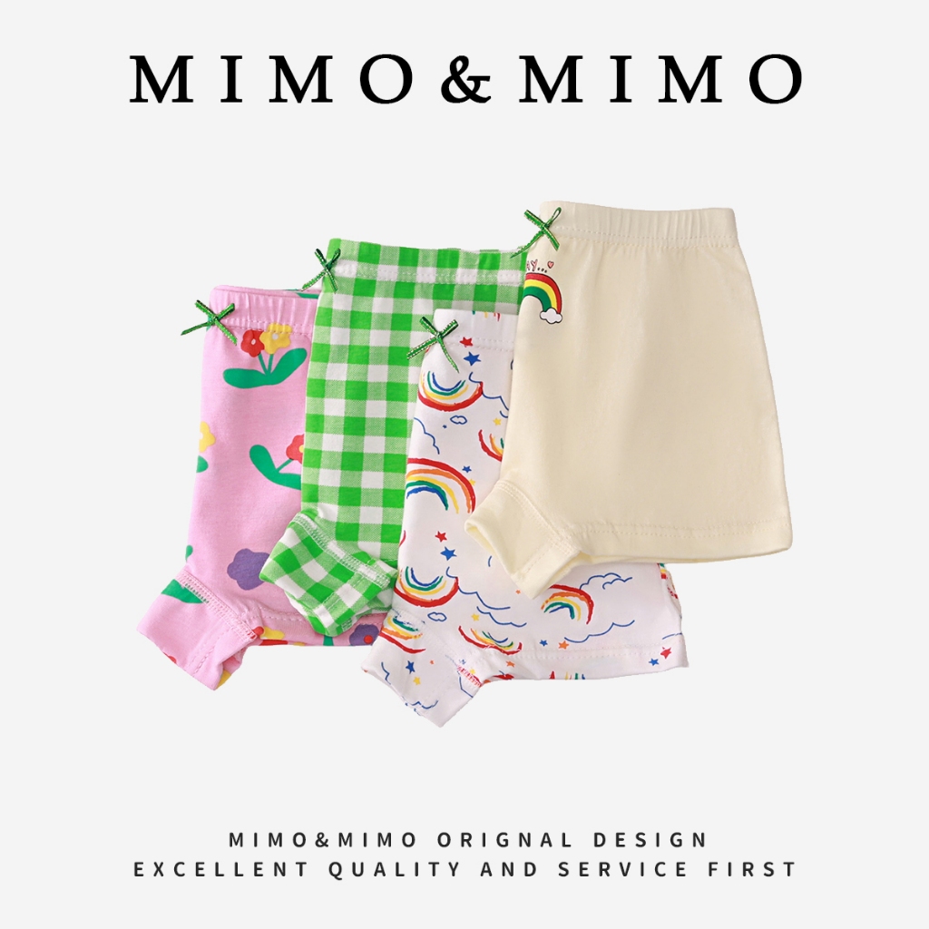 Set 4 Quần Chip Bé Gái Nhiều Màu Sắc In Hình Dễ Thương Chất Liệu Thun Mềm Mịn