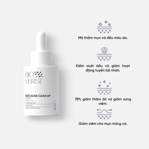 [QUÀ TẶNG] Tinh Chất Niacinamide 5% + Zinc 1% Hỗ Trợ Mụn Bioverse B351 Acne Clear Up Serum 5ml