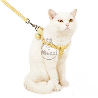 Dây dắt yếm ngực DoHa gắn nơ cotton cho chó mèo