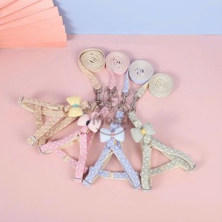 Dây dắt yếm ngực DoHa gắn nơ cotton cho chó mèo
