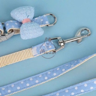 Dây dắt yếm ngực DoHa gắn nơ cotton cho chó mèo