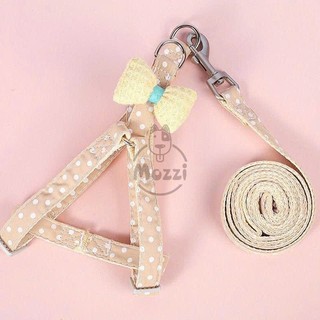 Dây dắt yếm ngực DoHa gắn nơ cotton cho chó mèo