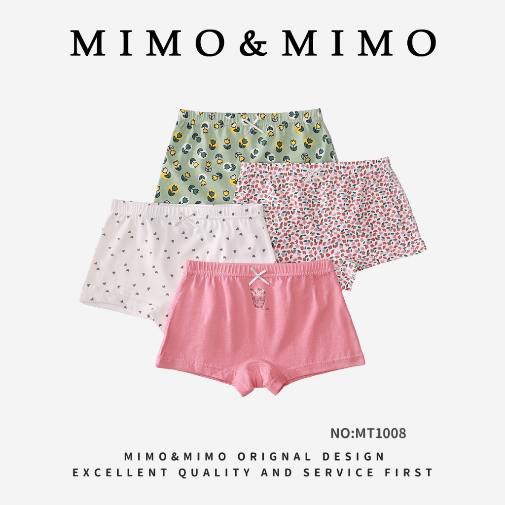 Combo 4 Quần Lót Cho Bé Gái Họa Tiết Hoa Nhí Chất Liệu Cotton Thoáng Khí