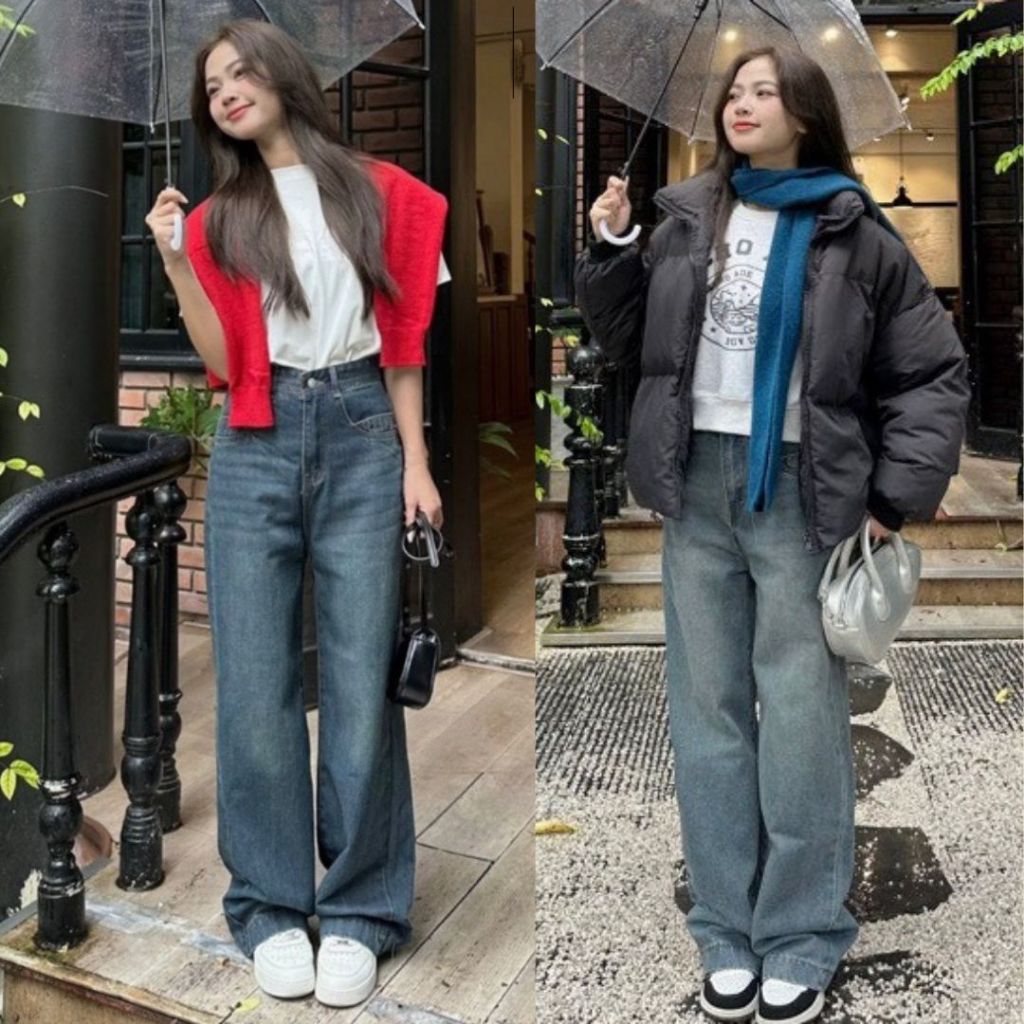 Quần Jeans Nữ Ống Suông Form Rộng Vừa Basic Trơn Joolate – Quần Dài Dáng Đứng Đi Học Đi Làm Mùa Hè