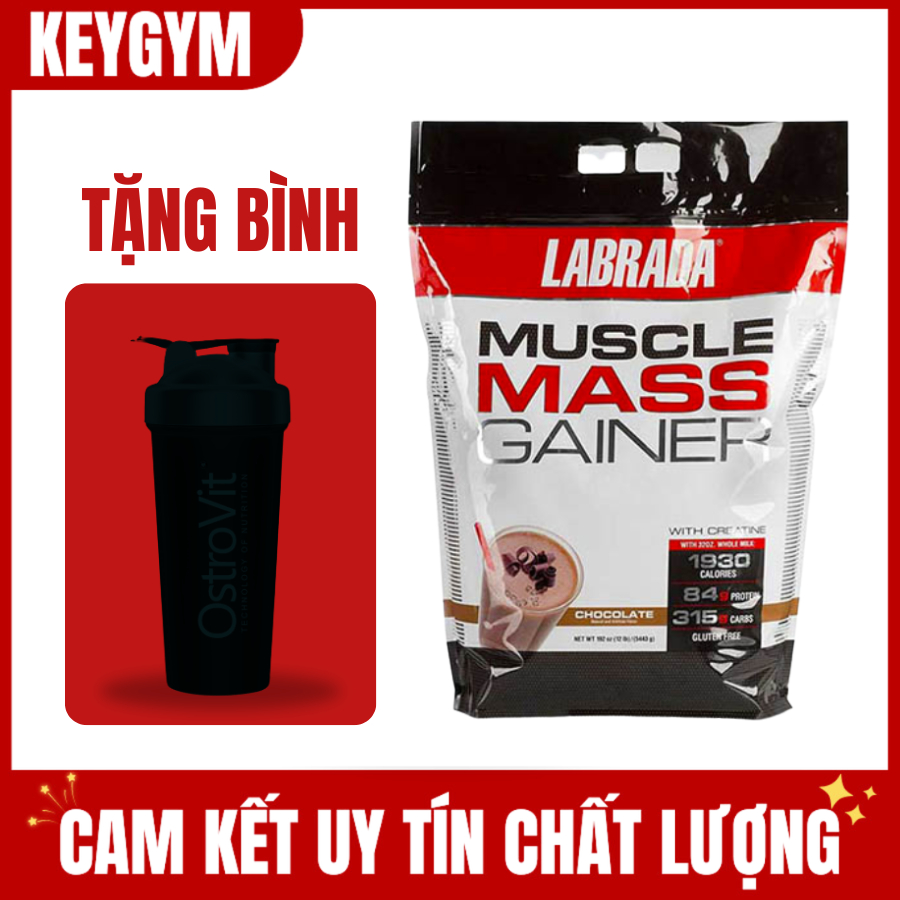 [BBT][BÌNH LẮC] Labrada Muscle Mass Gainer 12Lb, Tăng Cân, Cơ, Bổ Sung Protein,Vitamin, Khoáng Chất