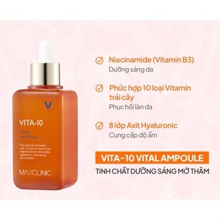 Tinh Chất Dưỡng Sáng Da Mờ Thâm Maxclinic Vita-10 Vital Ampoule 100ml