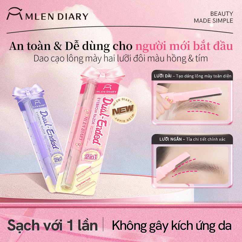 MLEN DIARY Dao cạo lông mày hai đầu chống gỉ nano dụng cụ tỉa lông mày an toàn